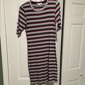 Stateside Striped Midi Dress - Red, Blue, Gray